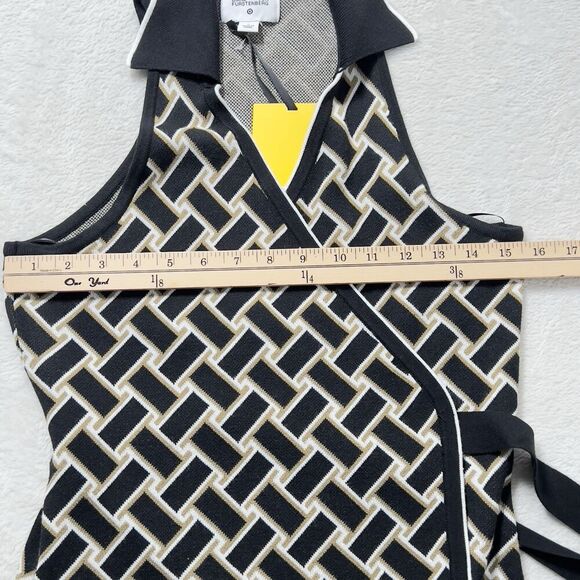 Diane Von Furstenberg For Target Knit Collared Wrap Dress Sz S Black Sleeveless - Picture 12 of 14